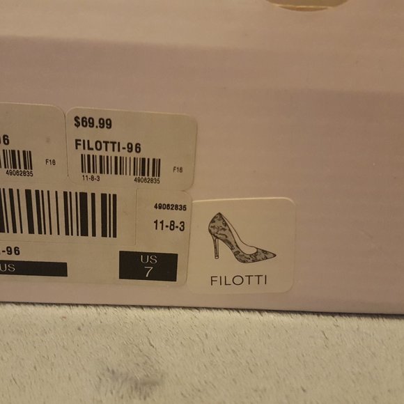 Aldo Filotti Women's Size 7 Black Patent w/ Lace-Overlay Stiletto Pumps - Picture 2 of 2